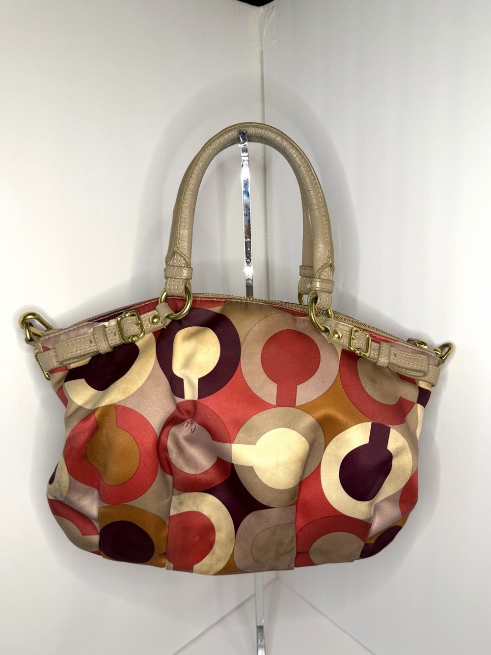 Coach Op Art Sophia Signature Bag.  with Beige Leather Trim  K1120-18636 - Picture 2 of 9